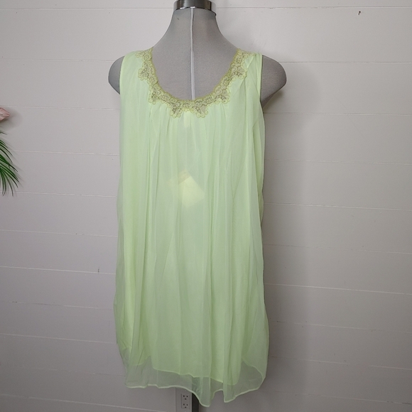 Nos vintage 60's lime green babydoll chemise M - Picture 5 of 12